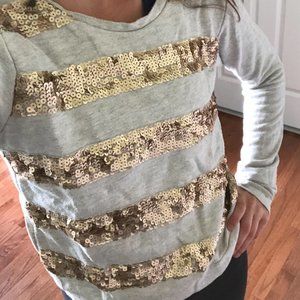 Forever 21 Sparkly Gold and Cream CrewNeck Sweater